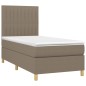 vidaXL Cama box spring colchón y luces LED tela gris taupe 100x200 cm vidaXL Cama box spring colchón y luces LED tela gris taupe 100x200 cm