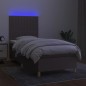 vidaXL Cama box spring colchón y luces LED tela gris taupe 100x200 cm vidaXL Cama box spring colchón y luces LED tela gris taupe 100x200 cm