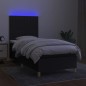 vidaXL Cama box spring colchón y luces LED tela negro 100x200 cm vidaXL Cama box spring colchón y luces LED tela negro 100x200 cm