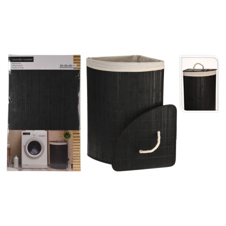 Bathroom Solutions Cesto para la colada esquinero bambú negro