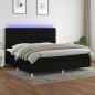 vidaXL Cama box spring colchón y luces LED tela negro 200x200 cm vidaXL Cama box spring colchón y luces LED tela negro 200x200 cm