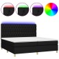 vidaXL Cama box spring colchón y luces LED tela negro 200x200 cm vidaXL Cama box spring colchón y luces LED tela negro 200x200 cm