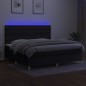 vidaXL Cama box spring colchón y luces LED tela negro 200x200 cm vidaXL Cama box spring colchón y luces LED tela negro 200x200 cm