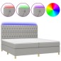 vidaXL Cama box spring con colchón tela y LED gris claro 200x200 cm vidaXL Cama box spring con colchón tela y LED gris claro 200x200 cm