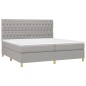 vidaXL Cama box spring con colchón tela y LED gris claro 200x200 cm vidaXL Cama box spring con colchón tela y LED gris claro 200x200 cm