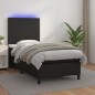 vidaXL Cama box spring colchón y LED cuero sintético negro 100x200 cm vidaXL Cama box spring colchón y LED cuero sintético negro 100x200 cm