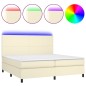 vidaXL Cama box spring colchón y LED cuero sintético crema 200x200 cm