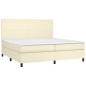 vidaXL Cama box spring colchón y LED cuero sintético crema 200x200 cm