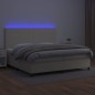vidaXL Cama box spring colchón y LED cuero sintético crema 200x200 cm
