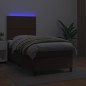 vidaXL Cama box spring colchón y LED cuero sintético marrón 100x200 cm