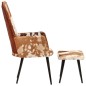 vidaXL Sillón orejero con reposapiés cuero auténtico marrón vidaXL Sillón orejero con reposapiés cuero auténtico marrón