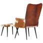 vidaXL Sillón orejero con reposapiés cuero auténtico marrón vidaXL Sillón orejero con reposapiés cuero auténtico marrón
