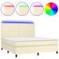 vidaXL Cama box spring colchón y LED cuero sintético crema 180x200 cm vidaXL Cama box spring colchón y LED cuero sintético crema 180x200 cm