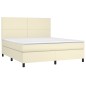 vidaXL Cama box spring colchón y LED cuero sintético crema 180x200 cm vidaXL Cama box spring colchón y LED cuero sintético crema 180x200 cm