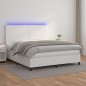vidaXL Cama box spring colchón y LED cuero sintético blanco 160x200 cm vidaXL Cama box spring colchón y LED cuero sintético blanco 160x200 cm