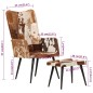 vidaXL Sillón orejero con reposapiés cuero auténtico marrón vidaXL Sillón orejero con reposapiés cuero auténtico marrón