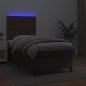 vidaXL Cama box spring y colchón LED cuero sintético marrón 90x200 cm vidaXL Cama box spring y colchón LED cuero sintético marrón 90x200 cm