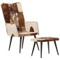 vidaXL Sillón orejero con reposapiés cuero auténtico marrón vidaXL Sillón orejero con reposapiés cuero auténtico marrón