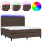 vidaXL Cama box spring colchón y LED cuero sintético marrón 180x200 cm vidaXL Cama box spring colchón y LED cuero sintético marrón 180x200 cm