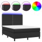 vidaXL Cama box spring colchón y LED cuero sintético negro 140x190 cm vidaXL Cama box spring colchón y LED cuero sintético negro 140x190 cm