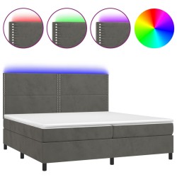 vidaXL Cama box spring colchón y LED terciopelo gris oscuro 200x200 cm