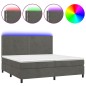 vidaXL Cama box spring colchón y LED terciopelo gris oscuro 200x200 cm vidaXL Cama box spring colchón y LED terciopelo gris oscuro 200x200 cm