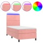 vidaXL Cama box spring colchón y LED terciopelo rosa 90x200 cm vidaXL Cama box spring colchón y LED terciopelo rosa 90x200 cm