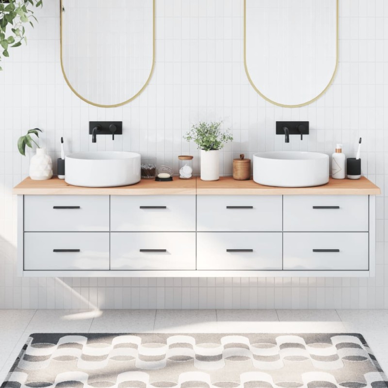 vidaXL Encimera de baño madera maciza sin tratar 200x50x(2-4) cm vidaXL Encimera de baño madera maciza sin tratar 200x50x(2-4) cm