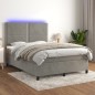 vidaXL Cama box spring colchón y LED terciopelo gris claro 140x190 cm vidaXL Cama box spring colchón y LED terciopelo gris claro 140x190 cm