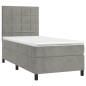 vidaXL Cama box spring colchón y LED terciopelo gris claro 90x200 cm vidaXL Cama box spring colchón y LED terciopelo gris claro 90x200 cm