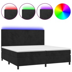 vidaXL Cama box spring colchón y LED terciopelo negro 200x200 cm