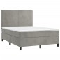 vidaXL Cama box spring colchón y LED terciopelo gris claro 140x200 cm vidaXL Cama box spring colchón y LED terciopelo gris claro 140x200 cm