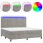 vidaXL Cama box spring colchón y LED terciopelo gris claro 200x200 cm vidaXL Cama box spring colchón y LED terciopelo gris claro 200x200 cm