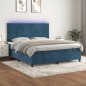 vidaXL Cama box spring colchón y LED terciopelo azul oscuro 160x200 cm vidaXL Cama box spring colchón y LED terciopelo azul oscuro 160x200 cm