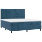 vidaXL Cama box spring colchón y LED terciopelo azul oscuro 160x200 cm vidaXL Cama box spring colchón y LED terciopelo azul oscuro 160x200 cm