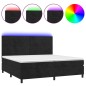 vidaXL Cama box spring colchón y LED terciopelo negro 200x200 cm vidaXL Cama box spring colchón y LED terciopelo negro 200x200 cm