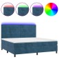 vidaXL Cama box spring colchón y LED terciopelo azul oscuro 200x200 cm vidaXL Cama box spring colchón y LED terciopelo azul oscuro 200x200 cm
