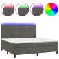 vidaXL Cama box spring colchón y LED terciopelo gris oscuro 200x200 cm vidaXL Cama box spring colchón y LED terciopelo gris oscuro 200x200 cm