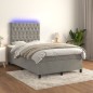 vidaXL Cama box spring colchón y LED terciopelo gris claro 120x200 cm