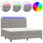 vidaXL Cama box spring colchón y LED terciopelo gris claro 200x200 cm vidaXL Cama box spring colchón y LED terciopelo gris claro 200x200 cm