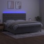 vidaXL Cama box spring colchón y LED terciopelo gris claro 200x200 cm vidaXL Cama box spring colchón y LED terciopelo gris claro 200x200 cm