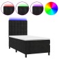 vidaXL Cama box spring colchón y LED terciopelo negro 100x200 cm