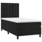 vidaXL Cama box spring colchón y LED terciopelo negro 100x200 cm