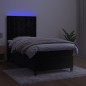 vidaXL Cama box spring colchón y LED terciopelo negro 100x200 cm