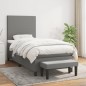 vidaXL Cama box spring con colchón tela gris oscuro 90x200 cm vidaXL Cama box spring con colchón tela gris oscuro 90x200 cm