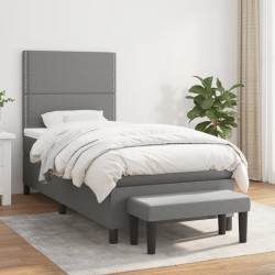 vidaXL Cama box spring con colchón tela gris oscuro 90x190 cm