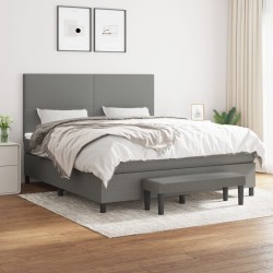 vidaXL Cama box spring con colchón tela gris oscuro 160x200 cm