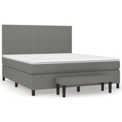 vidaXL Cama box spring con colchón tela gris oscuro 160x200 cm