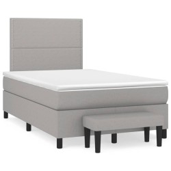 vidaXL Cama box spring con colchón tela gris claro 120x200 cm