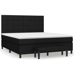 vidaXL Cama box spring con colchón tela negro 160x200 cm